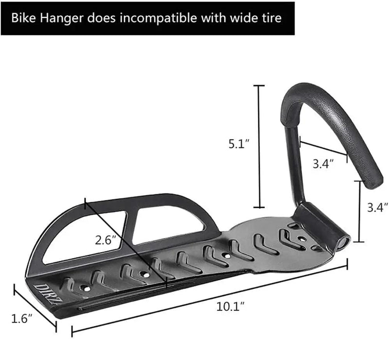 Dirza Bike Wall Mount Rack with Tire Tray - Vertical Bike Storage Rack for Indoor,Garage,Shed - Easy to install - Great for Hanging Road,Mountain or Hybrid Bikes - Screws Included - 2 Pack by GreenHaven Gardens