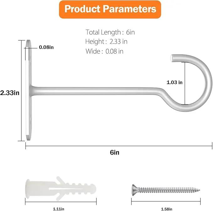 Plant Hook 6inch,Plant Hanger Shepherds Plant Bracket for Wall Hanging Wind Chimes Lanterns,Bird Feeder,Flower Basket,Home Decor Indoor & Outdoor 2 Pack by GreenHaven Gardens