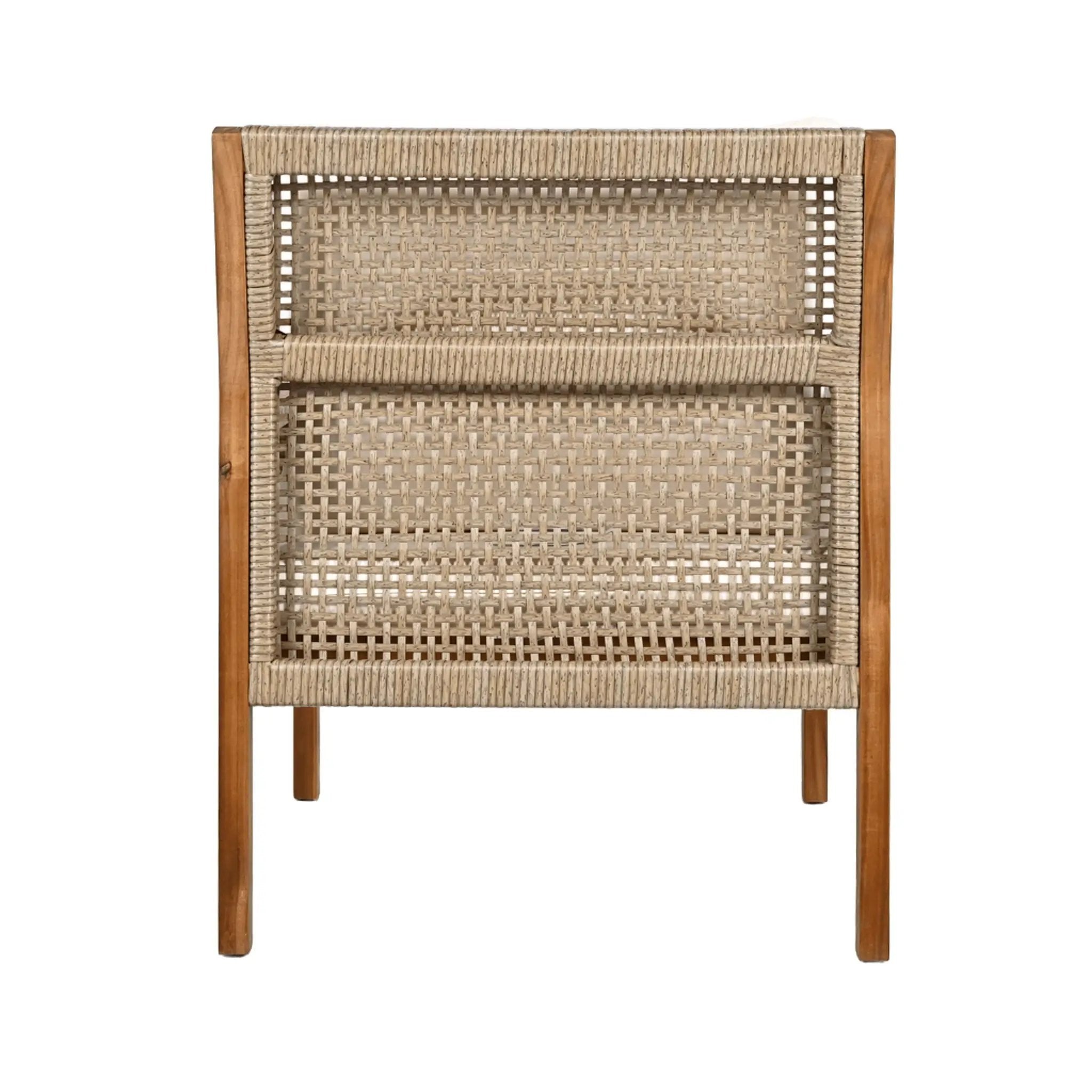 Acacia Wood Patio Furniture Club Chair, Outdoor Wicker Armchair by HouseOfZazla