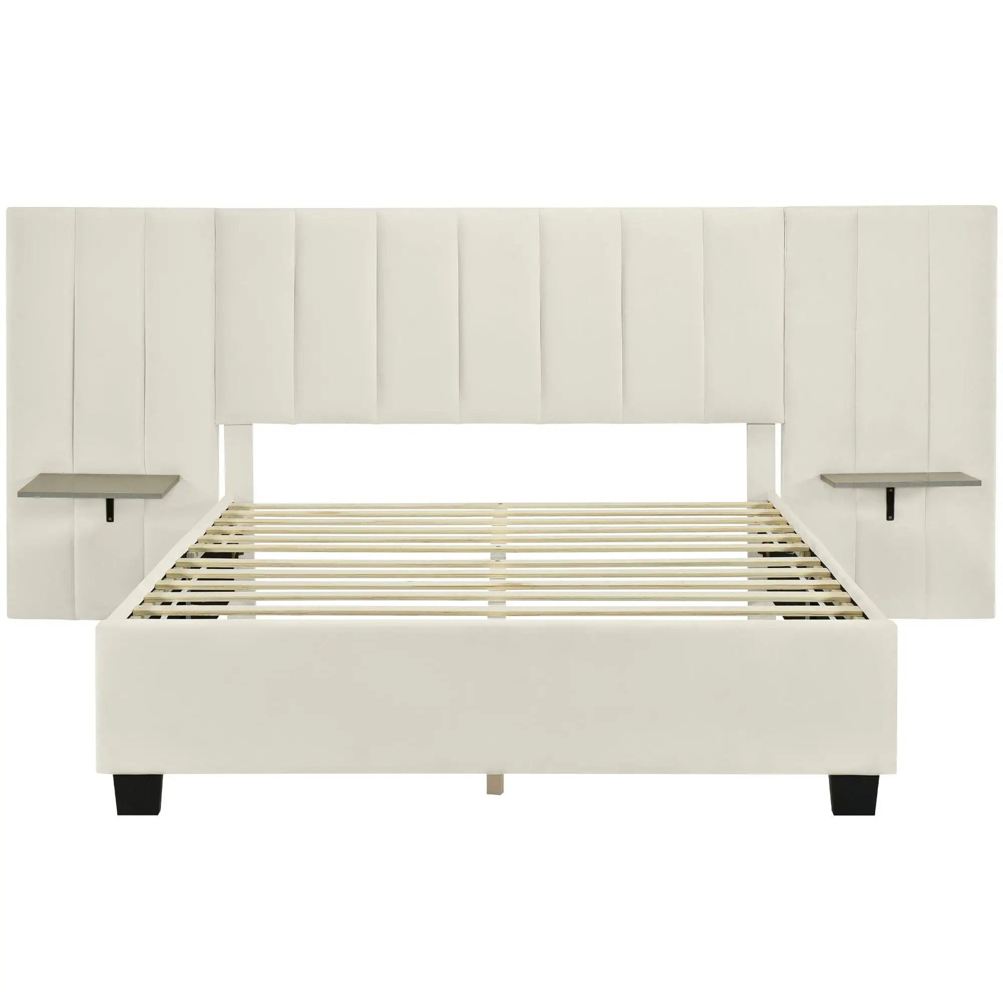 Upholstered Platform Bed With Big Headboard by Unique Piece Furniture