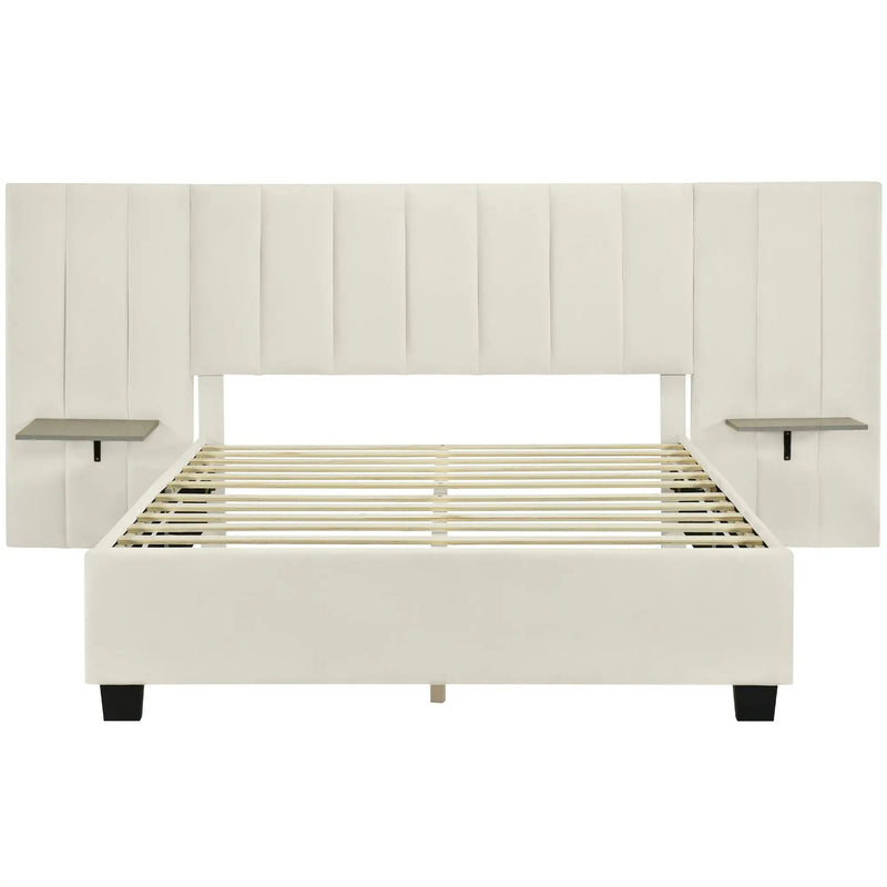 Upholstered Platform Bed With Big Headboard by HouseOfZazla