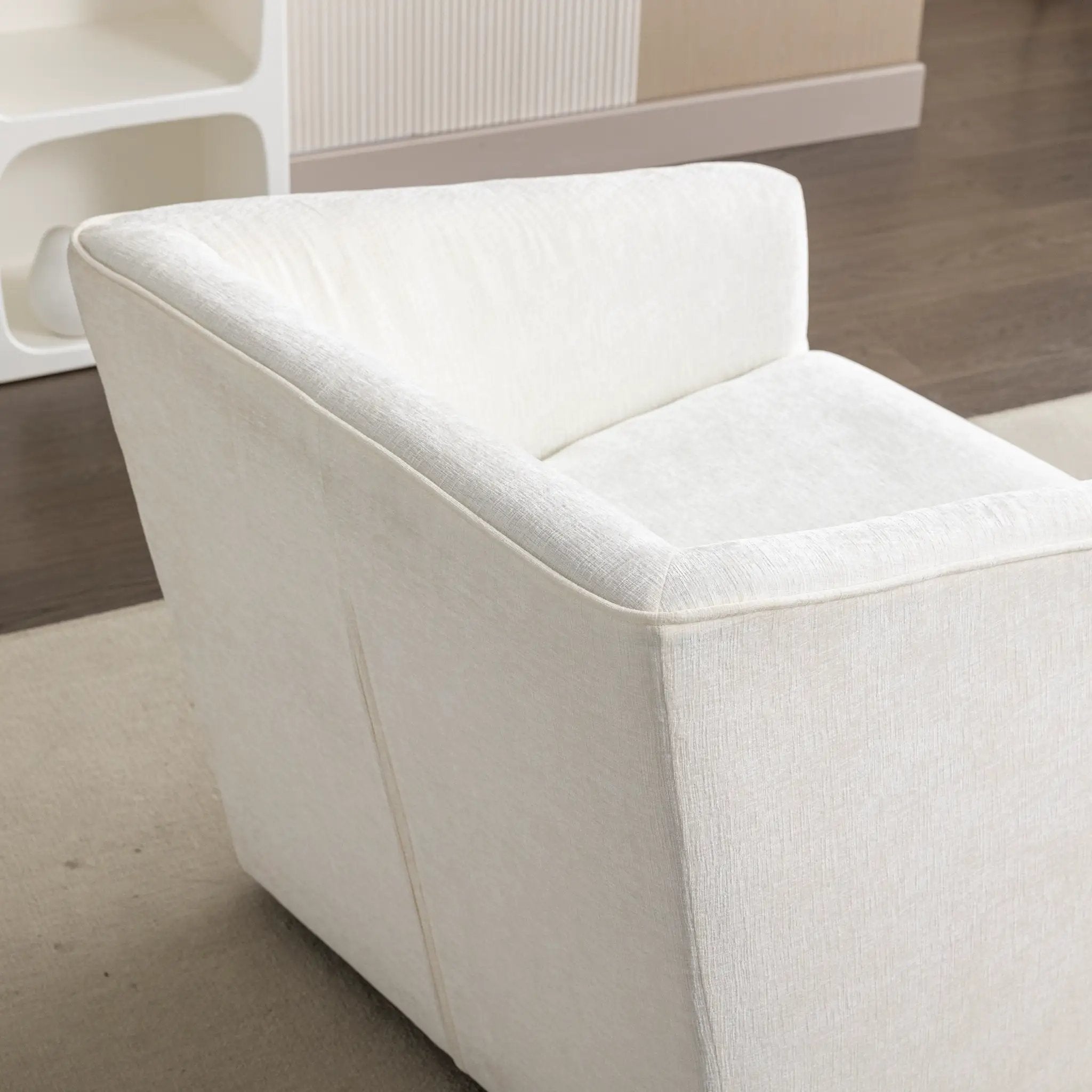 Nice Modern Upholstered Barrel Armchair, 360° Swivel by HouseOfZazla