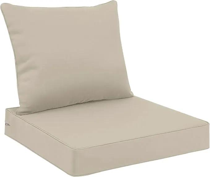 Favoyard Outdoor Seat Cushion Set 22 x 22 Inch Waterproof & Fade Resistant Patio Furniture Cushions with Removable Cover Deep Seat & Back Cushion with Handle and Adjustable Straps for Chair Sofa Couch by GreenHaven Gardens