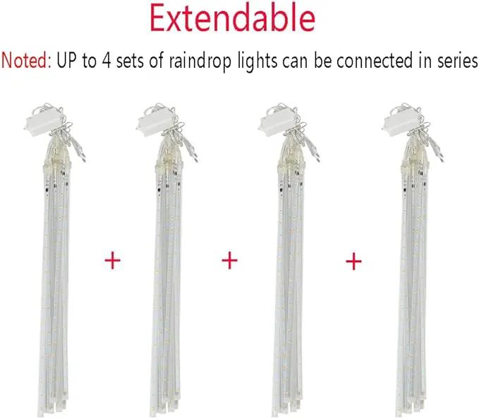Christmas Lights Outdoor, Meteor Shower Lights Falling Star Lights 16 inch 8 Tubes 256 LED Icicle Snow Falling Lights Raindrop Lights for Xmas Tree Holiday Party Decoration, UL Plug, Warm White by GreenHaven Gardens