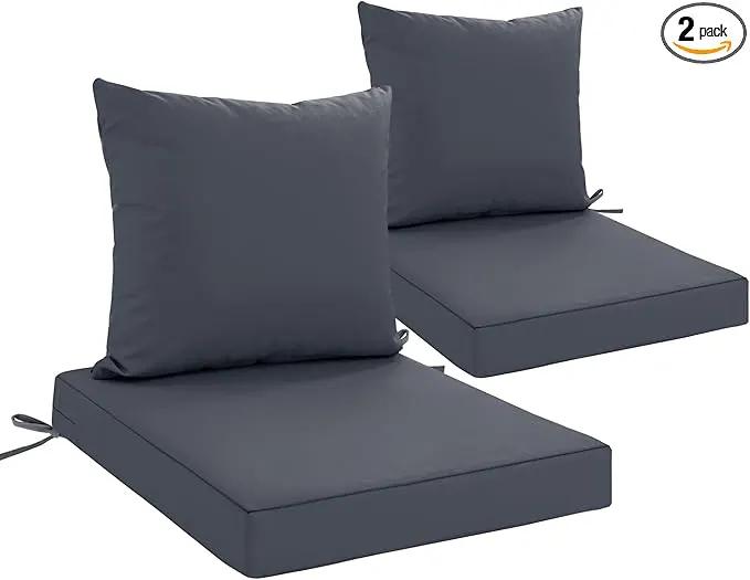 Outdoor Chair Cushions Set of 2, Waterproof Outdoor Cushions for Patio Furniture w/Fade-Resistant, Removable & Machine-Washable Covers, 19x19 Inch, Ideal for Seat in Gardens/Porch, Dark Grey by GreenHaven Gardens
