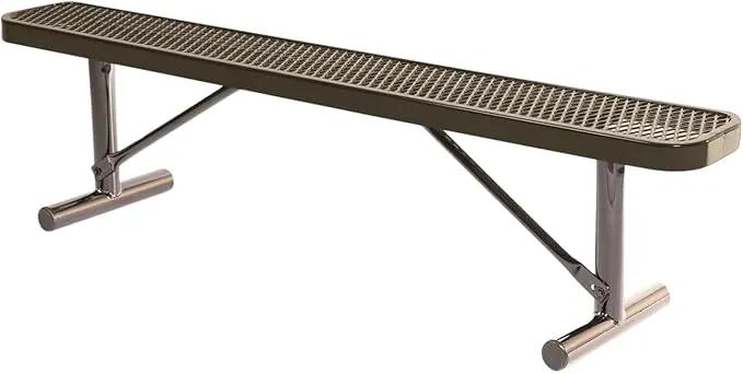 Heavy-Duty Portable Outdoor Bench Thermoplastic Coated, Expanded Metal, Commercial-Grade Seating, Made in America (Portable Without Back, 6 Ft, Textured Brown) by GreenHaven Gardens