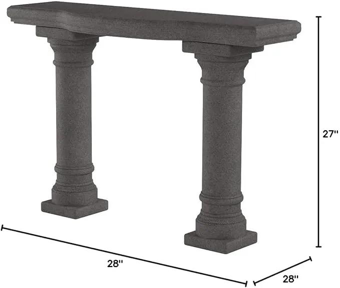 Emsco Group 2316 Lightweight Natural Sandstone Garden Shelf with Columns, 48", Granite by GreenHaven Gardens
