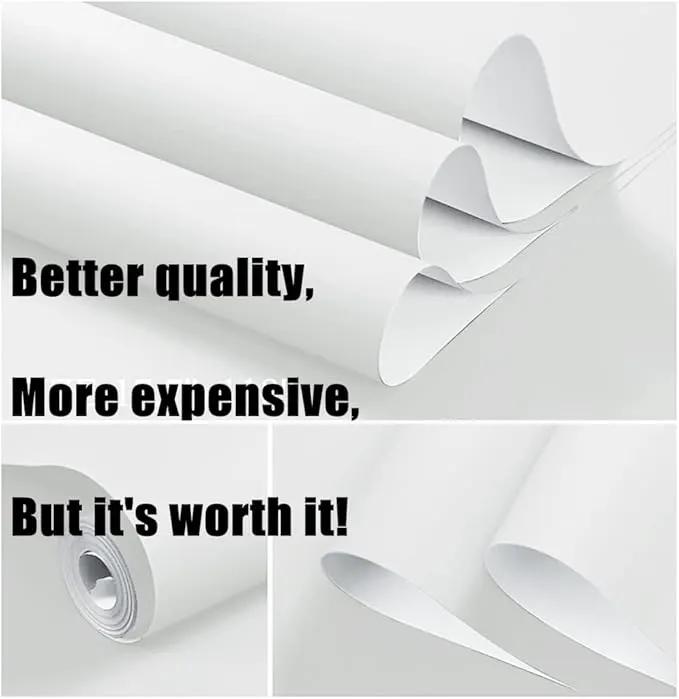 Dimoon 394''x23.6'' White Thicken Peel and Stick Wallpaper Contact Paper Modern Self Adhesive Wall Paper Removable Renter Friendly Textured Solid Color Shelf Vinyl Roll (394''x23.6'',White Thicken) by GreenHaven Gardens