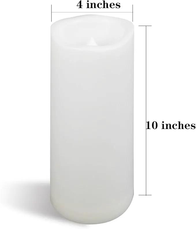 CANDLE CHOICE Waterproof Outdoor Battery Operated Flameless Candles with Timer Large Plastic Resin Bright Flickering Electric LED Pillars Lantern Garden Wedding Christmas Decorations 4”(D)x10”(H) 2PCS by GreenHaven Gardens