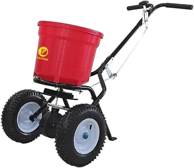 50lb Broadcast Spreader, Capacity Lawn Spreader & Fertilizer Spreader, Rustproof Poly Hopper, Adjustable Drop Rate, All-Terrain Pneumatic Tires, Epoxy-Coated Frame for Lawn Care, Red by GreenHaven Gardens