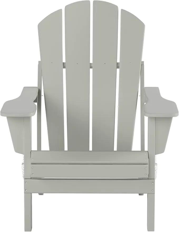 WO Home Furniture Adirondack Chairs Table Set of 3 PCS Outdoor Folding Chairs Side End Table Weather/UV Resistant for Lawn, Garden, Bon Fire, Balcony (Sand) by GreenHaven Gardens