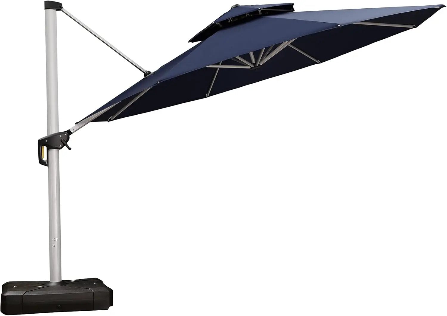 PURPLE LEAF 13 Feet Double Top Round Deluxe Patio Umbrella Offset Hanging Umbrella Outdoor Market Umbrella Garden Umbrella, Navy Blue by GreenHaven Gardens