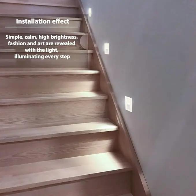 4Pcs 3W LED Step Light, Cool White 6000K IP65 Waterproof Recessed Wall Light, Stair Light Staircase Light Lighting lamp, Inside Outside Garden Balcony Corridor, Aluminum, 120V White by GreenHaven Gardens