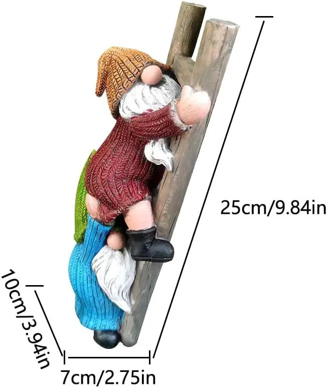 Garden Gnome Statue, Funny Climbing Ladder Gnomes Figurine Resin Sculpture Outdoor Decor for Patio Yard Lawn Porch Ornaments Gift by GreenHaven Gardens