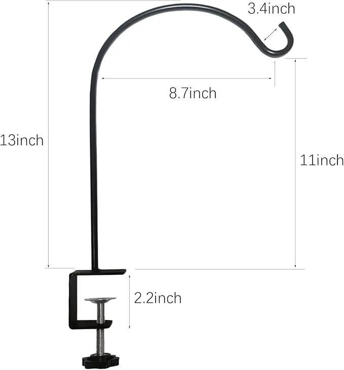 Deck Hook for Railing 4 Pack Deck Bird Feeder Pole with 2.2 Inch Strengthened Clamp for Hanging Bird Feeders, Lanterns, Wind Chimes, Flower and Plant Baskets by GreenHaven Gardens