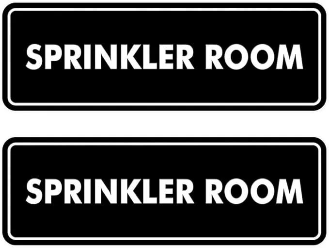 Signs ByLITA Standard Sprinkler Room Sign (Black) - Small 2 Pack by GreenHaven Gardens