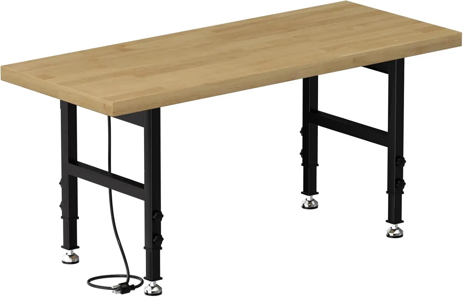 60" Work Bench, Adjustable Height Workbench with Rubber Pad, Heavy-Duty Work Table with Power Outlets, 2000 LBS Capacity Workstation for Garage, Workshop, Office, Home by GreenHaven Gardens