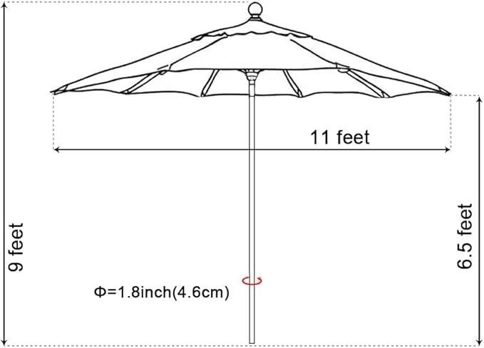 EliteShade USA 10-Year-Non-Fading 11Ft Market Umbrella Patio Outdoor Cylinder Auto Push-up Table Umbrella with Ventilation, Heather Beige by GreenHaven Gardens