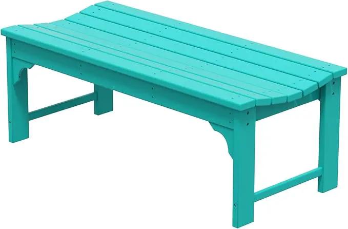 WestinTrends Malibu Outdoor Bench, All Weather Resistant Poly Lumber Backless Patio Garden Bench, Adirondack Curved Bench Seat for Comfort, Turquoise by GreenHaven Gardens