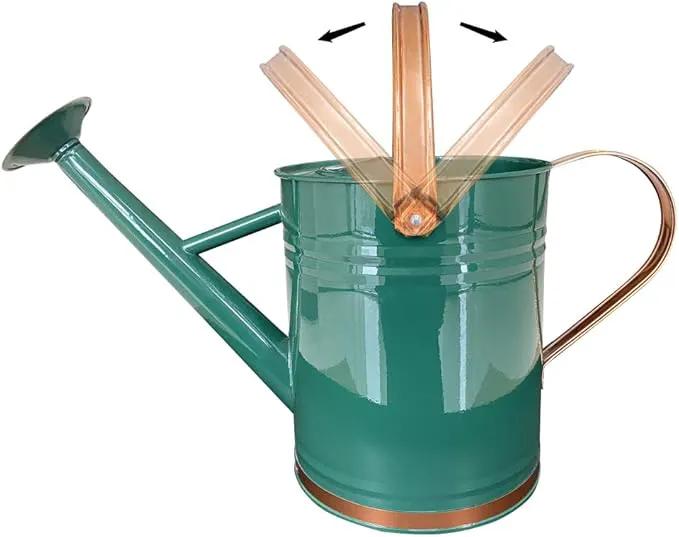 Metal Watering Can for Outdoor and Indoor Plants, Watering Can Decor, 1 Gallon (1 Gallon Green2) by GreenHaven Gardens