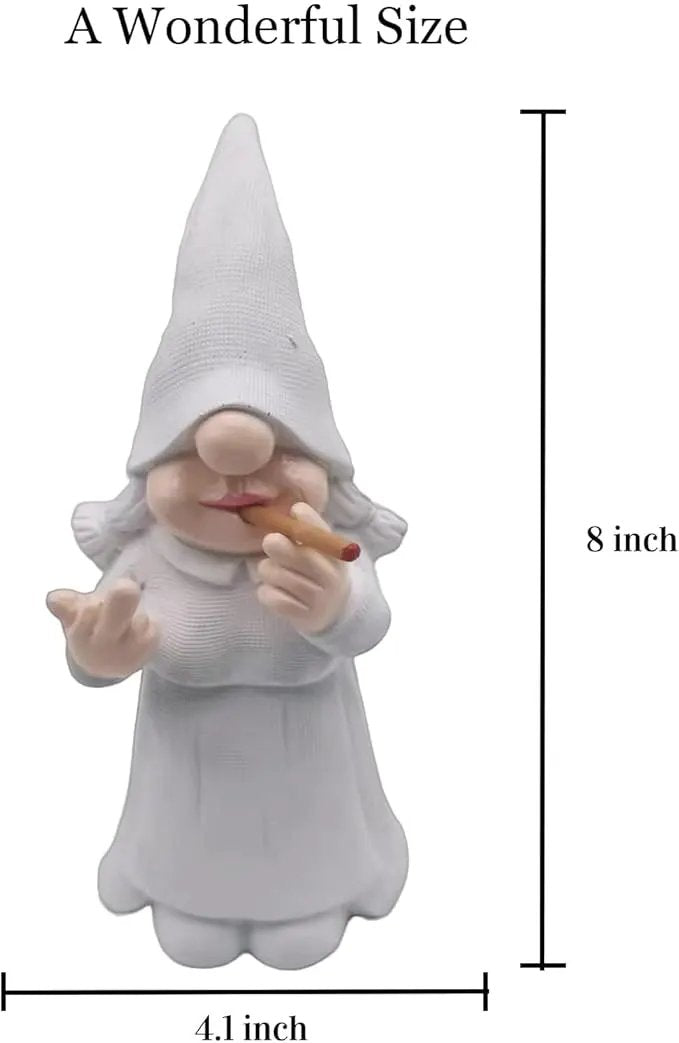 MINICAR 8'' H Funny Middle Finger Lady Gnomes Statues Outdoor Decor, Naughty Smoking Sculptures Garden Yard Patio Decorations, Paintable Unique Gifts by GreenHaven Gardens
