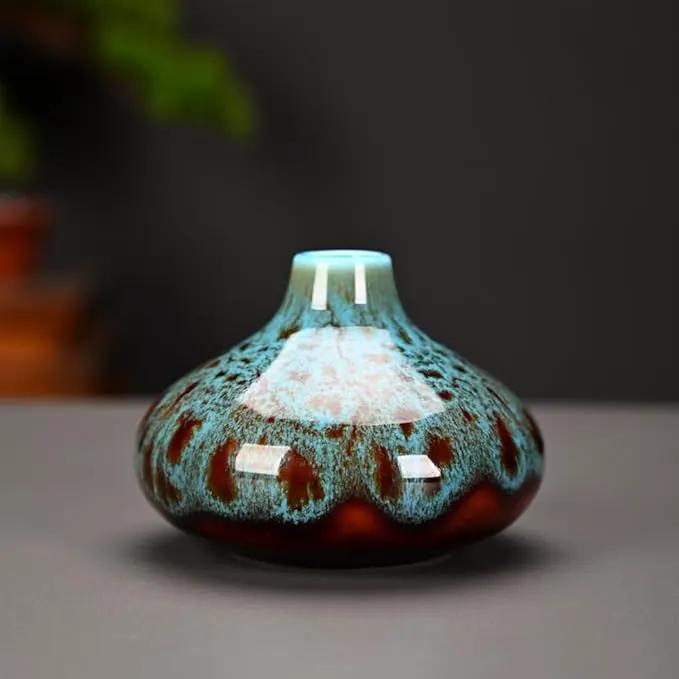 Ceramic Bud Vase Set, Fambe Blue Glazed Finish, Decorative Flower Vases (Blue-Set of 6) by GreenHaven Gardens