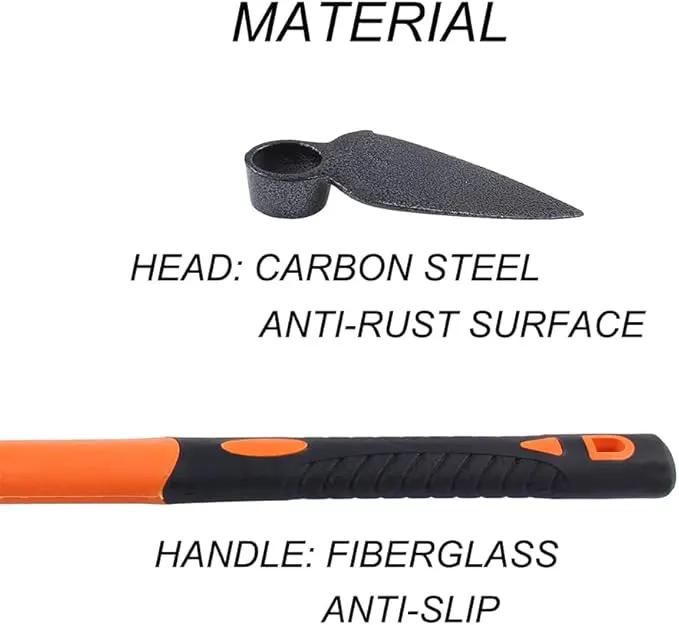 Single Head Sharp Hoe with Heavy Duty Forged Adze and Ergonomic Non-Slip Handle for Loosening Soil, Seeding, Camping Outdoor 39mm/15-Inch by GreenHaven Gardens