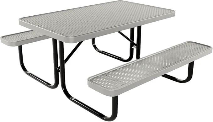 Coated Outdoor Furniture Heavy-Duty Portable Outdoor Kids Table, Punched Steel Kids Picnic Table, Commercial-Grade Picnic Table, Made in America (4ft Rectangular, Childrens, Gray) by GreenHaven Gardens
