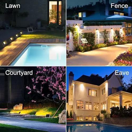 CLY 4-in-1 Solar Spot Lights Outdoor with 14M Cable Solar Powered Landscape Lighting Low Voltage IP66 Waterproof Auto On/Off for Outside Garden Yard Landscape Pathway 2700K Warm White by GreenHaven Gardens