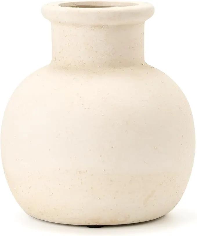 SIDUCAL Ceramic Rustic Farmhouse Vase | 6 Inch Pottery Decorative Boho Flower Vase for Home Decor, Table, Living Room, Bathroom Decoration, Shelf Decor, Mantel, Wedding, White by GreenHaven Gardens