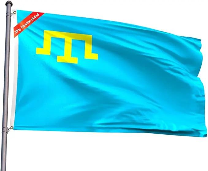 Azerbaijan Flag 2x3FT Azerbaijani National Polyester Flag With 2 Grommets For Patriotic Azerbaijani Themed Festival Events Party Decoration (Crimean Tatars, 2x3FT-3ply) by GreenHaven Gardens