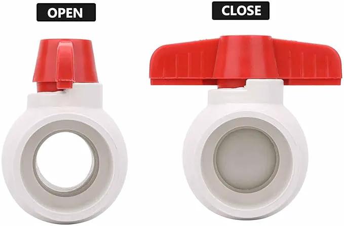 2Pcs 1-1/4" PVC Ball Valve Water Pipe Shut-off Valve Socket with Red T-Handle for Cold Water Supply lines, Irrigation Pipe fitting System(Socket x Socket), Schedule 40 by GreenHaven Gardens