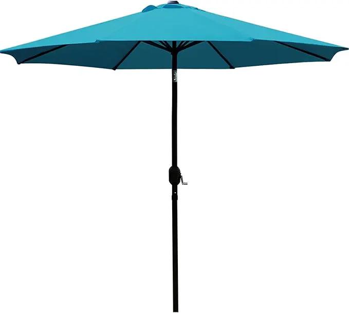 Sunnyglade 9' Patio Umbrella Outdoor Table Umbrella with 8 Sturdy Ribs (Teal Blue) by GreenHaven Gardens