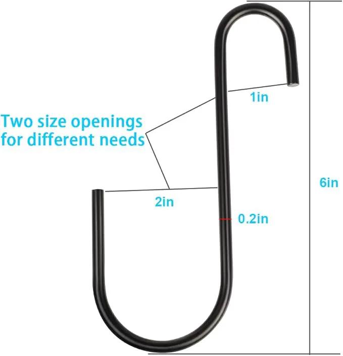 Vindar 3 Pack 6 Inches Bird Feeder Hook Heavy Duty Big S Hooks Hangers for Kitchen, Office, Wind Chimes, Lanterns, Gardening Tools, Hummingbirds Feeders, Bird House, Lanterns by GreenHaven Gardens