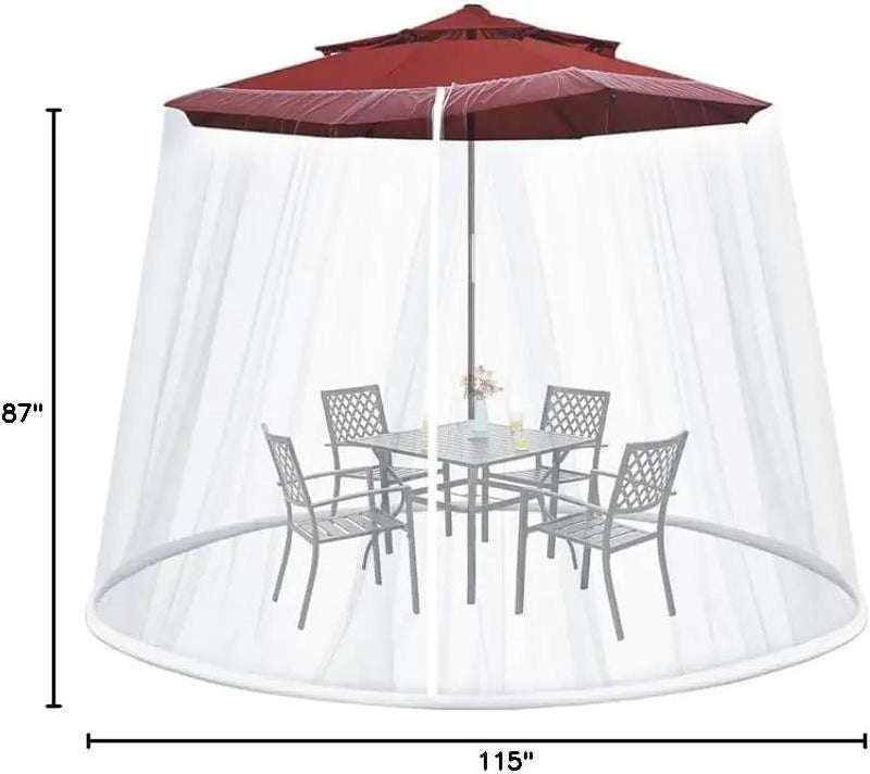 9-11 FT Umbrella Net for Outdoor Umbrella, Universal Hanging Mosquito Net for Patio,Polyester Mesh Umbrella Screen for Patio Tables with Zipper(White) by GreenHaven Gardens