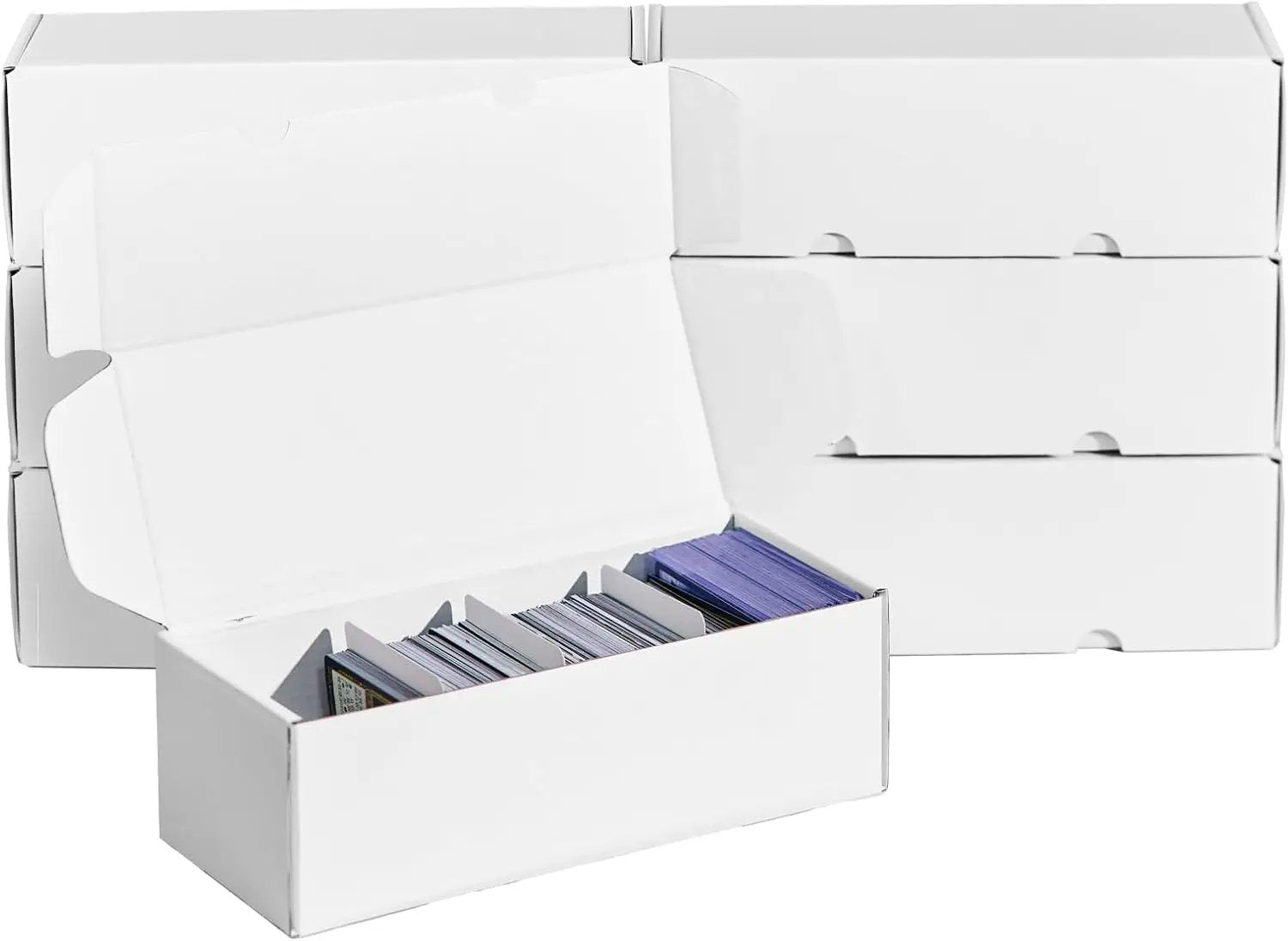 NUMINA 7 Pack 600 Card Storage Box Organizer for Trading Card Collection, Heavy Duty Sports Cardboard Box, Trading Gaming Cards Storage Box with Adjustable Dividers by GreenHaven Gardens
