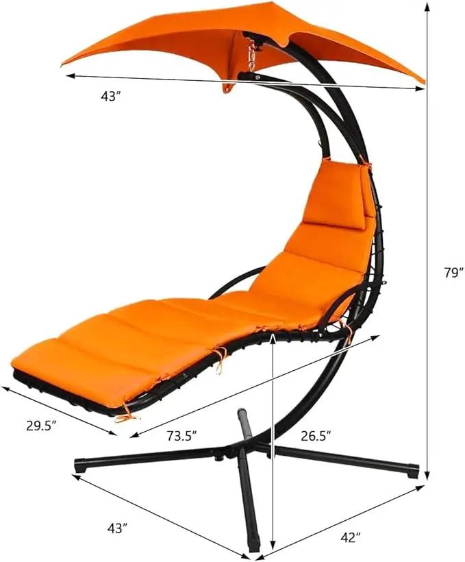 Weatherproof Replacement Cushion Pad and Umbrella for Hanging Lounge Chair Outdoor Chaise Hanging Hammock Chair - Long-Lasting, Fade-Resistant, Quick-Dry, Outdoor Lounge Replacement Set (Orange) by GreenHaven Gardens