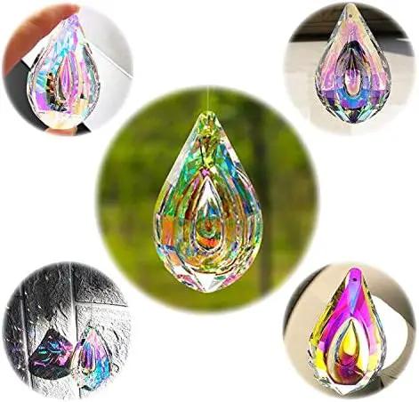 HDCRYSTALGIFTS Suncatcher Crystal 50mm AB Loquat Shape Chandelier Parts Drops Prisms Hanging Pendants 50mm,Pack of 12 by GreenHaven Gardens