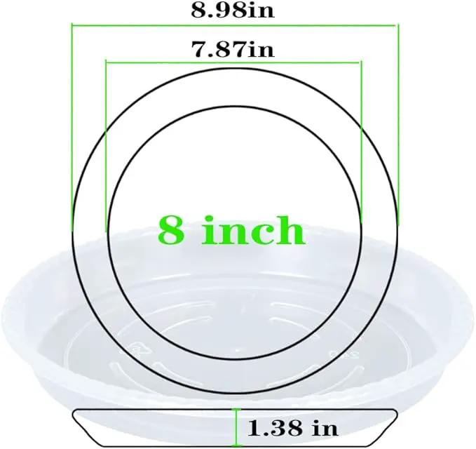 Plant Saucer 2 Pack of 8 inch, Clear Plastic Flower Plant Pot Saucer, Heavy Duty Plant Drip Trays Saucers for Indoor, Plant Water Tray for Planters by GreenHaven Gardens