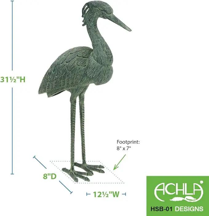 Achla Designs Stately Blue Heron Garden Statue by GreenHaven Gardens