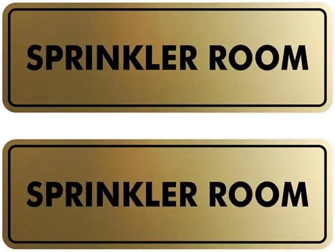 Signs ByLITA Standard Sprinkler Room Sign (Brushed Gold) - Medium 2 Pack by GreenHaven Gardens