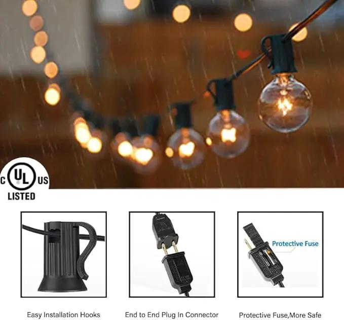 50FT LED Globe String Lights,Waterproof Hanging String Light with 25 Warm White Shatterproof G40 Bulbs(2 Spare), for Indoor/Outdoor Commercial Decor (50FT) by GreenHaven Gardens