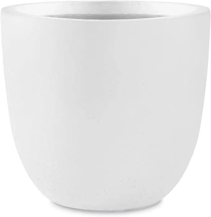 Kante 18 Inch Dia Round Concrete Planter, Indoor Outdoor Large Plant Pot with Drainage Hole and Rubber Plug for Home Patio Garden, Pure White by GreenHaven Gardens