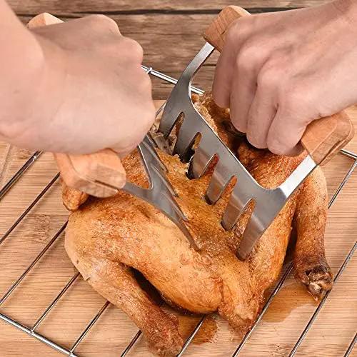 Meat Shredder Claws - Professional, Stainless Steel, Easy to Use, Lightweight, Heat Resistant Claws for Pulling, Shredding, Lifting and Serving Chicken, Turkey, Pork, Beef and Game by GreenHaven Gardens