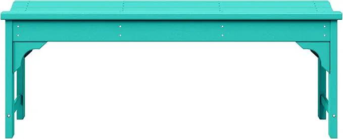 WestinTrends Malibu Outdoor Bench, All Weather Resistant Poly Lumber Backless Patio Garden Bench, Adirondack Curved Bench Seat for Comfort, Turquoise by GreenHaven Gardens