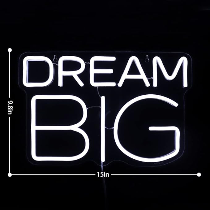 Dream-Big Neon Sign For Wall Decor In Bedroom or Bar,Dream Led Neon Sign For Birthday Gifts,Festivals Decoration,Party Sign Hang on Wall 15 * 9.8inches by GreenHaven Gardens