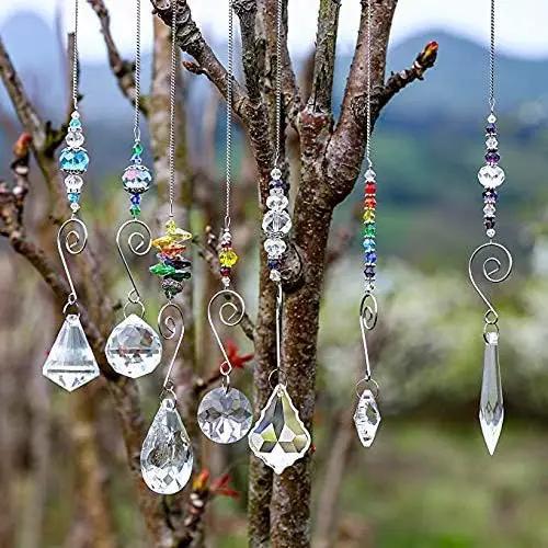 H&D HYALINE & DORA Set 7 Crystal Rainbow Suncatcher Glass Bead Chain Fengshui Hanging Pendant for Window Garden Party by GreenHaven Gardens