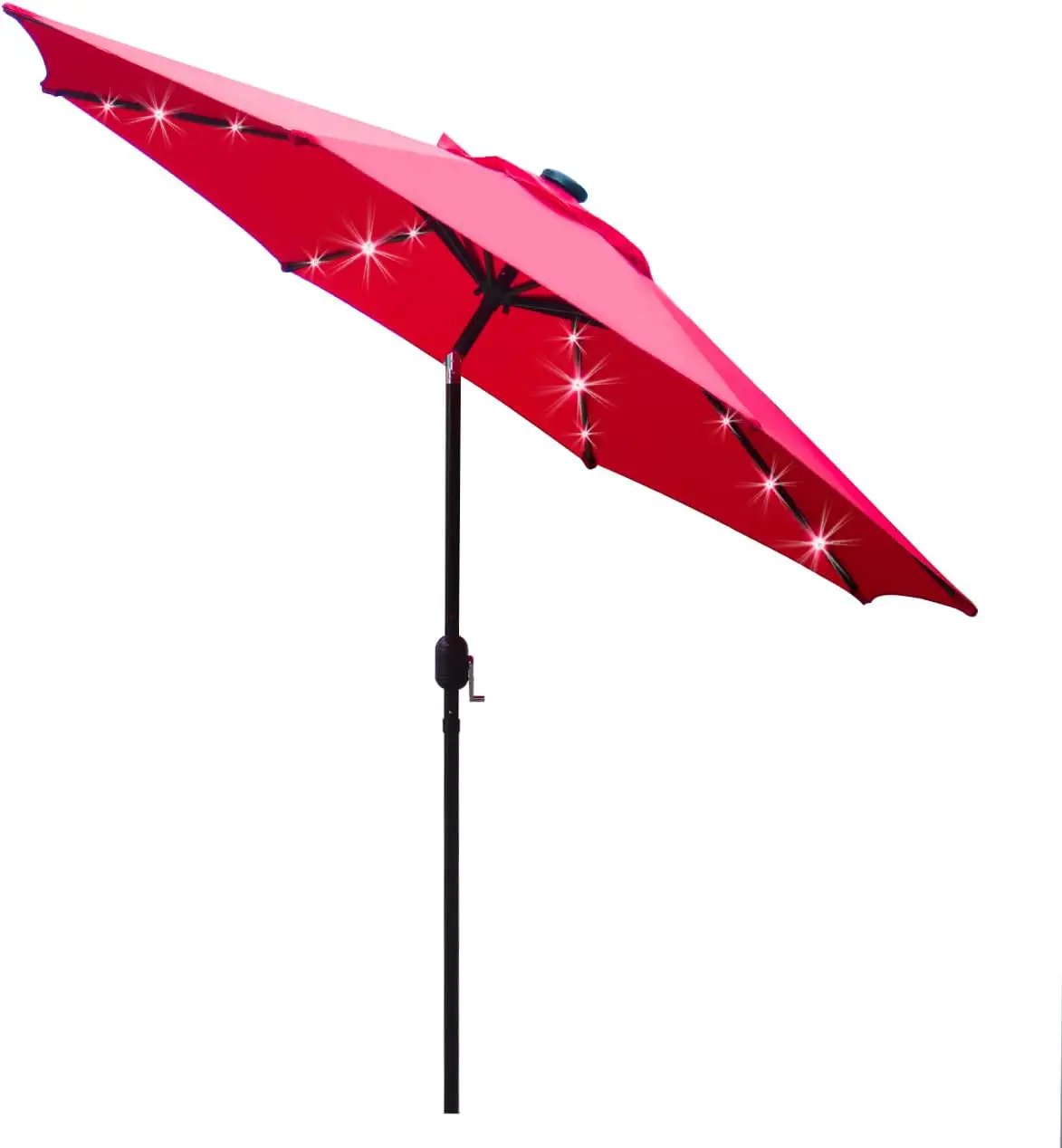 Sunnyglade 9' Solar LED Lighted Patio Umbrella with 8 Ribs/Tilt Adjustment and Crank Lift System (Red) by GreenHaven Gardens