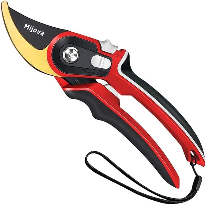 Garden Pruners, Heavy Duty Garden Clippers, Pruning Shears with Adjustable Thumb Lock, Hand Gardening Tools Pruners, High Carbon Steel Sharp Gardening Scissors by GreenHaven Gardens