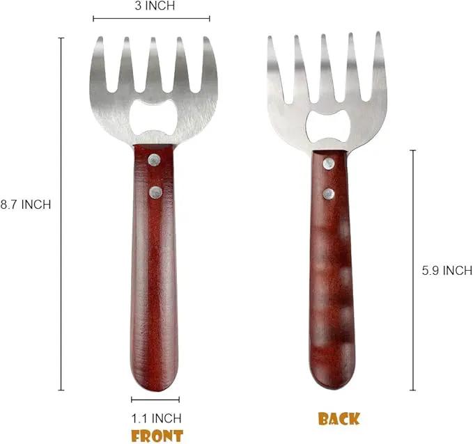 AIYUE Meat Shredding Claws Stainless Steel Pulled Pork Shredder Meat Claws for BBQ Shredding Pulling Handing Lifting & Serving Pork Turkey Chicken with Long Wood Handle (2 PCS,BPA Free) by GreenHaven Gardens